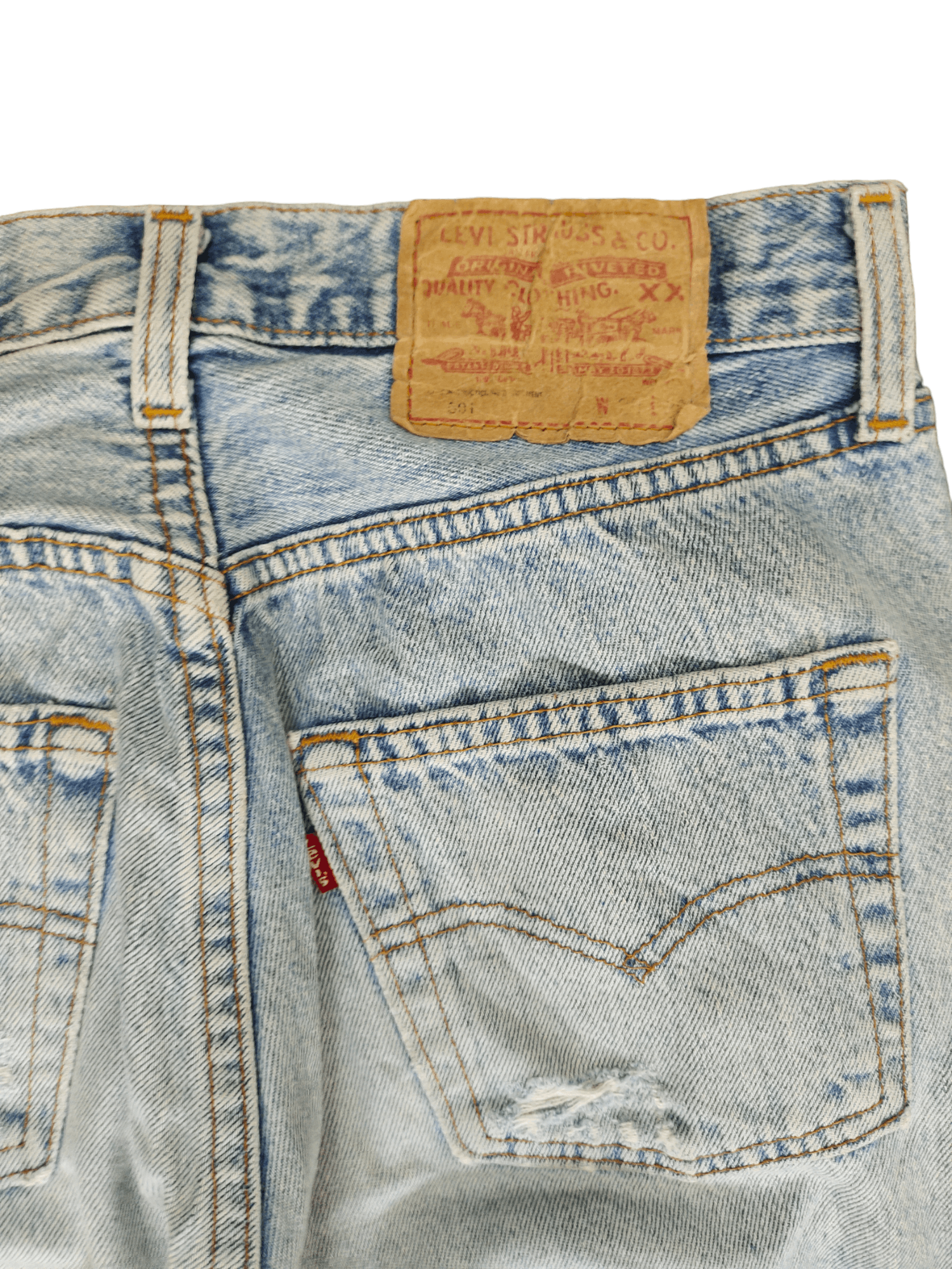 Levi's Vintage Clothing Vintage Levi's 501 Reconstruct Distressed Striped Tape Jeans Size US 31 - 15 Thumbnail