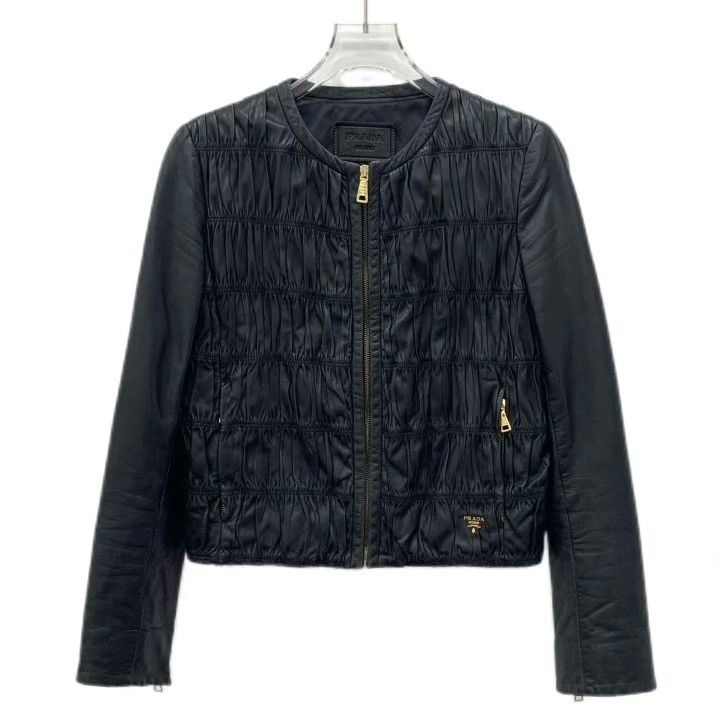 Prada Prada Black Leather Zip Jacket Size S / US 4 / IT 40 - 1 Thumbnail