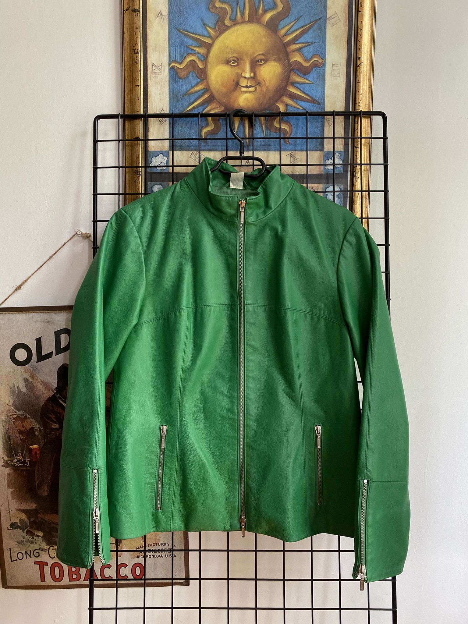 Leather vintage green genuine leather jacket vetements moto Size L / US 10 / IT 46 - 5 Thumbnail