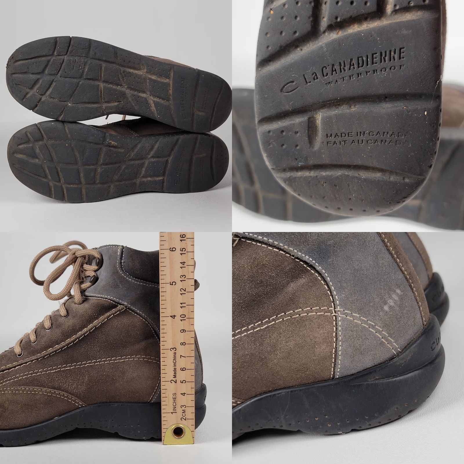 Vintage La Canadienne Boots Women US 7.5 Brown Suede Lace Up Winter Waterproof Fur Trim Logo Womens Size US 8 / IT 38 - 8 Thumbnail