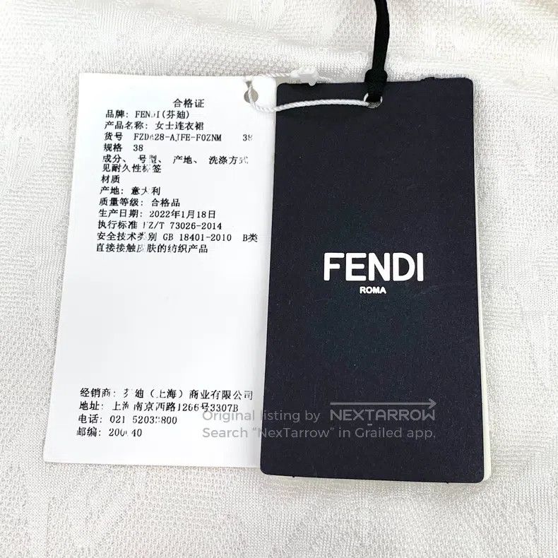 Fendi Fendi White Logo Letter Embossed Full Print Cotton Long Sl Size XXS / US 00 / IT 34 - 6 Thumbnail
