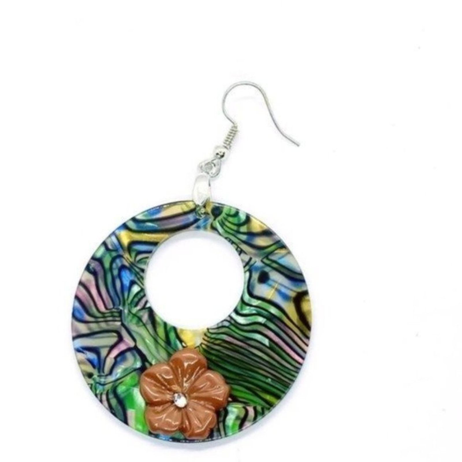 Other New NWT Abalone Shell Flower Rhinestone Dangle Earrings Size ONE SIZE - 4 Thumbnail