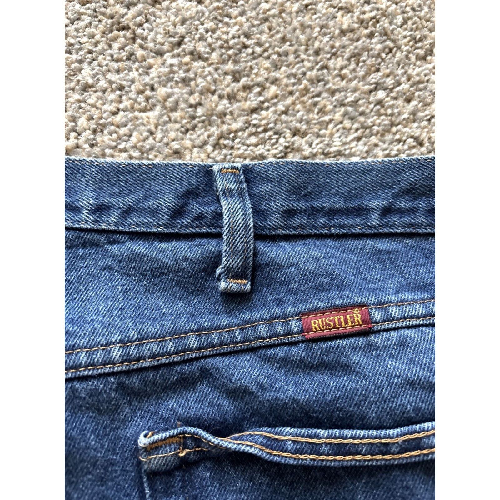 Wrangler VINTAGE Wrangler Jeans Dark Wash 48X29 5-Pocket Denim Cotton Regular Straight Men Winter Spring Summer Fall Autumn Blue 30in Inseam Size US 32 / EU 48 - 5 Thumbnail