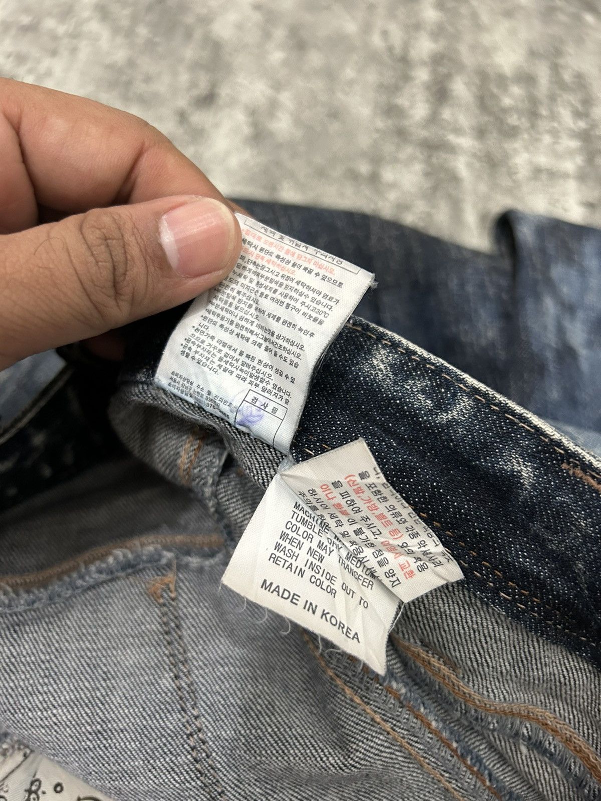 If Six Was Nine × Japanese Brand × Le Grande Bleu (L.G.B.) Buckaro Design Acid Wash Pattern Distressed Denim Pants Size 28" / US 6 / IT 42 - 17 Thumbnail