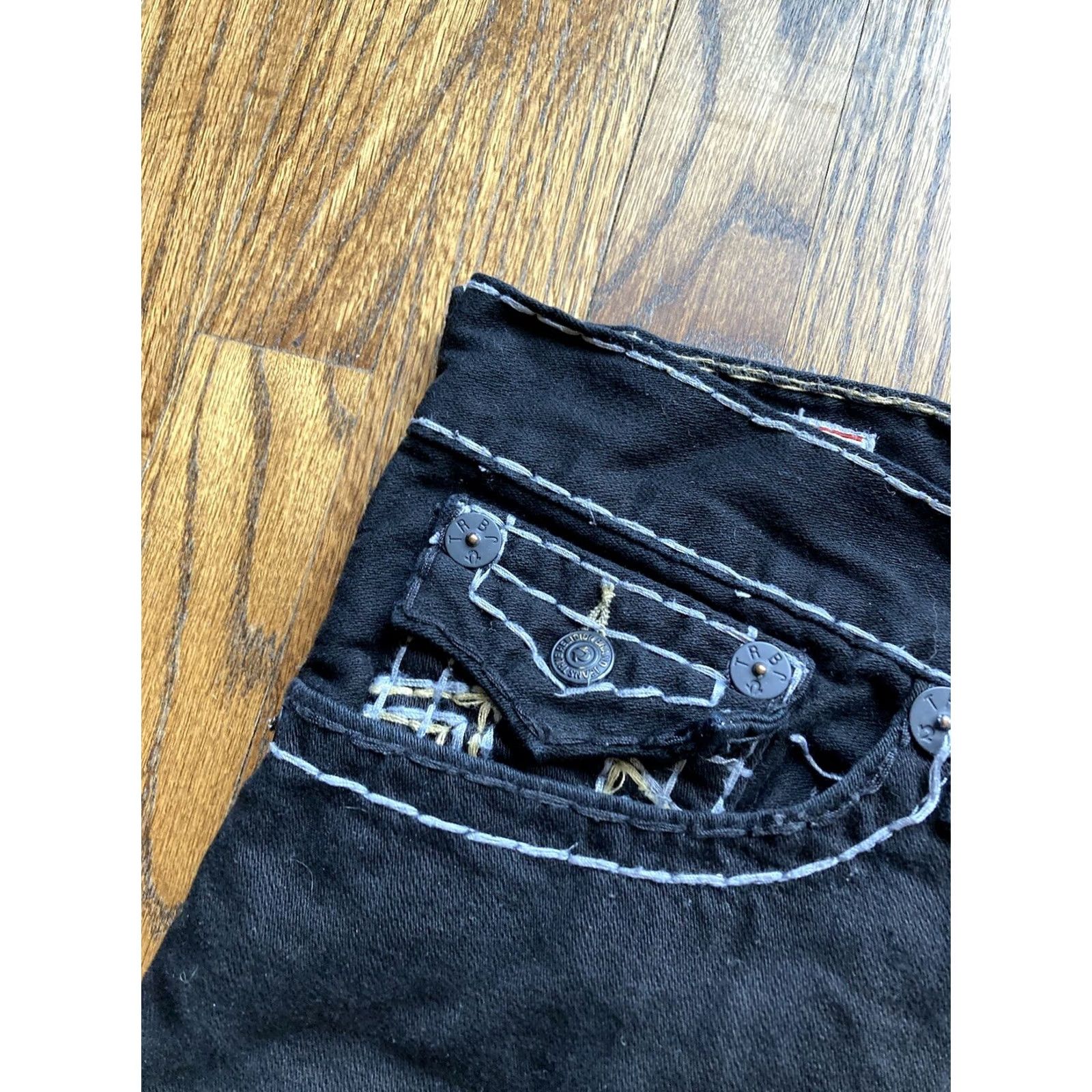 True Religion True Religion Jeans Shorts Bermuda Mens 40 Ricky Super T Flap Pocket USA Frayed Black Denim Cotton 5-Pocket USA Grunge Hip Hop Bermuda 40 Mens Size US 40 / EU 56 - 5 Thumbnail