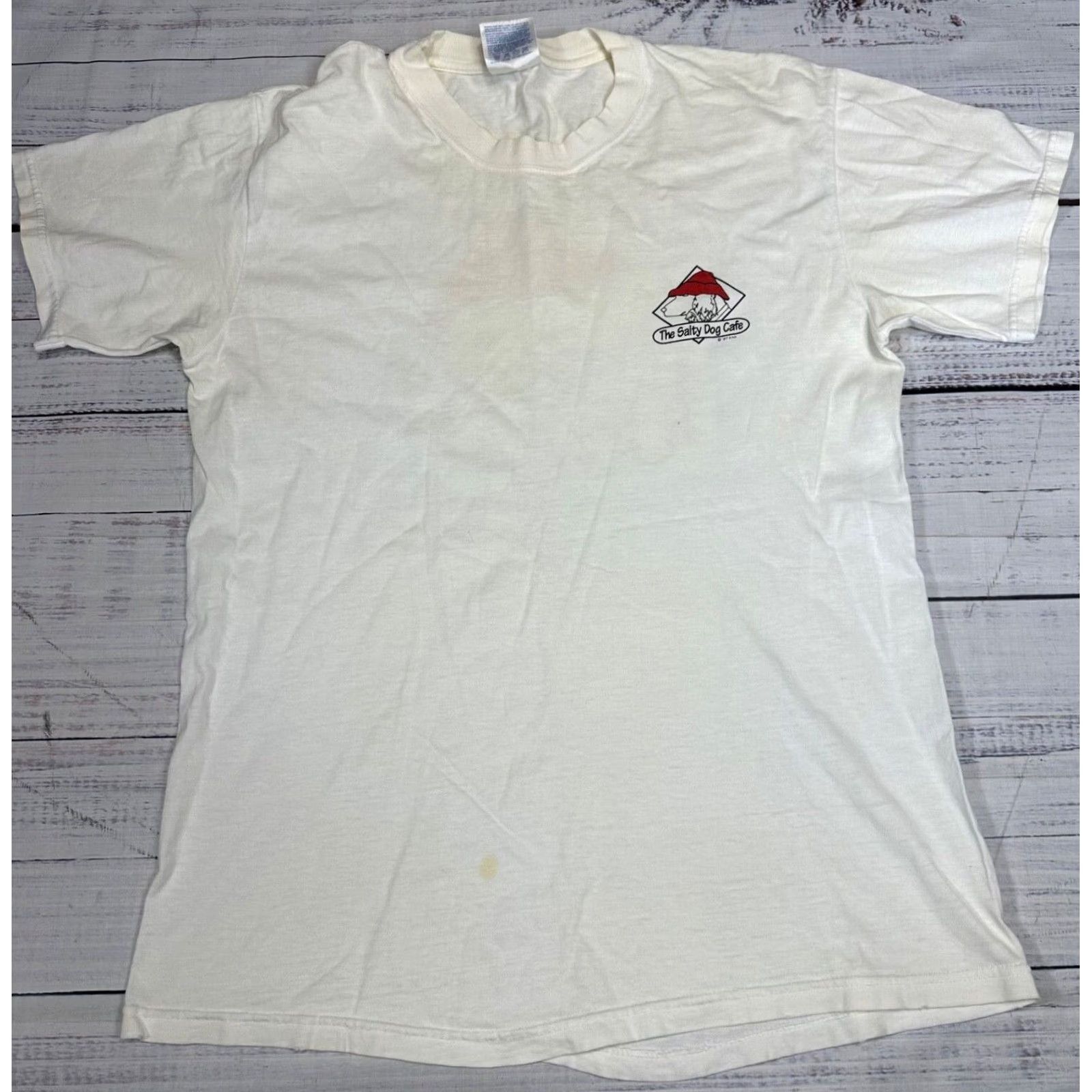 Hanes Vintage The Salty Dog Cafe Womens Short Sleeve T-Shirt Sz M White Crew Neck Size M / US 6-8 / IT 42-44 - 2 Thumbnail