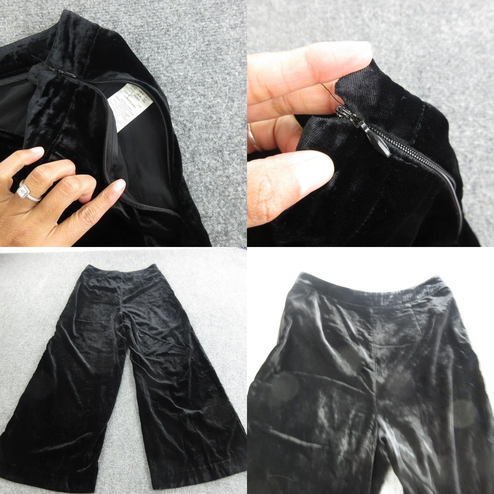 Anthropologie VINTAGE Anthropologie Dress Pants Womens 12 Black Velvet Wide Leg Lined Pockets Party Size 34" / US 12 / IT 48 - 9 Thumbnail