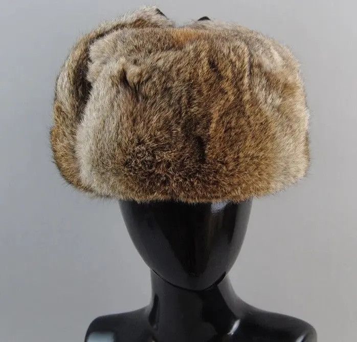 Other Warm Natural Rabbit Fur Bomber Hat With Earflaps Size ONE SIZE - 5 Thumbnail
