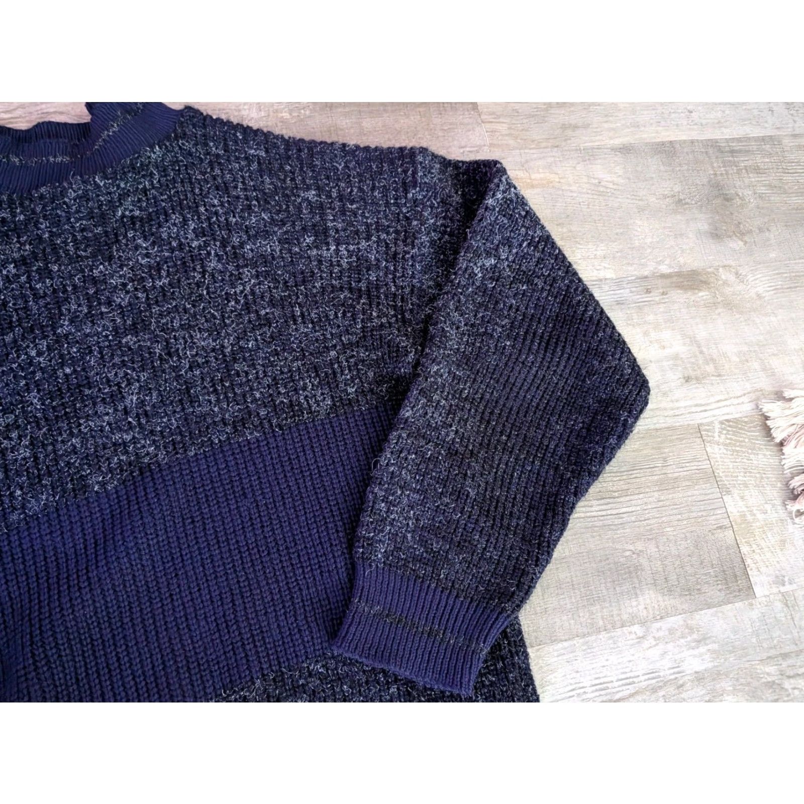 New Era VINTAGE New Era Grandpa Sweater Mens S USA Made Striped Textured Knit 90s Blue/Gray Lightweight Pullover Mens Size US S / EU 44-46 / 1 - 2 Thumbnail