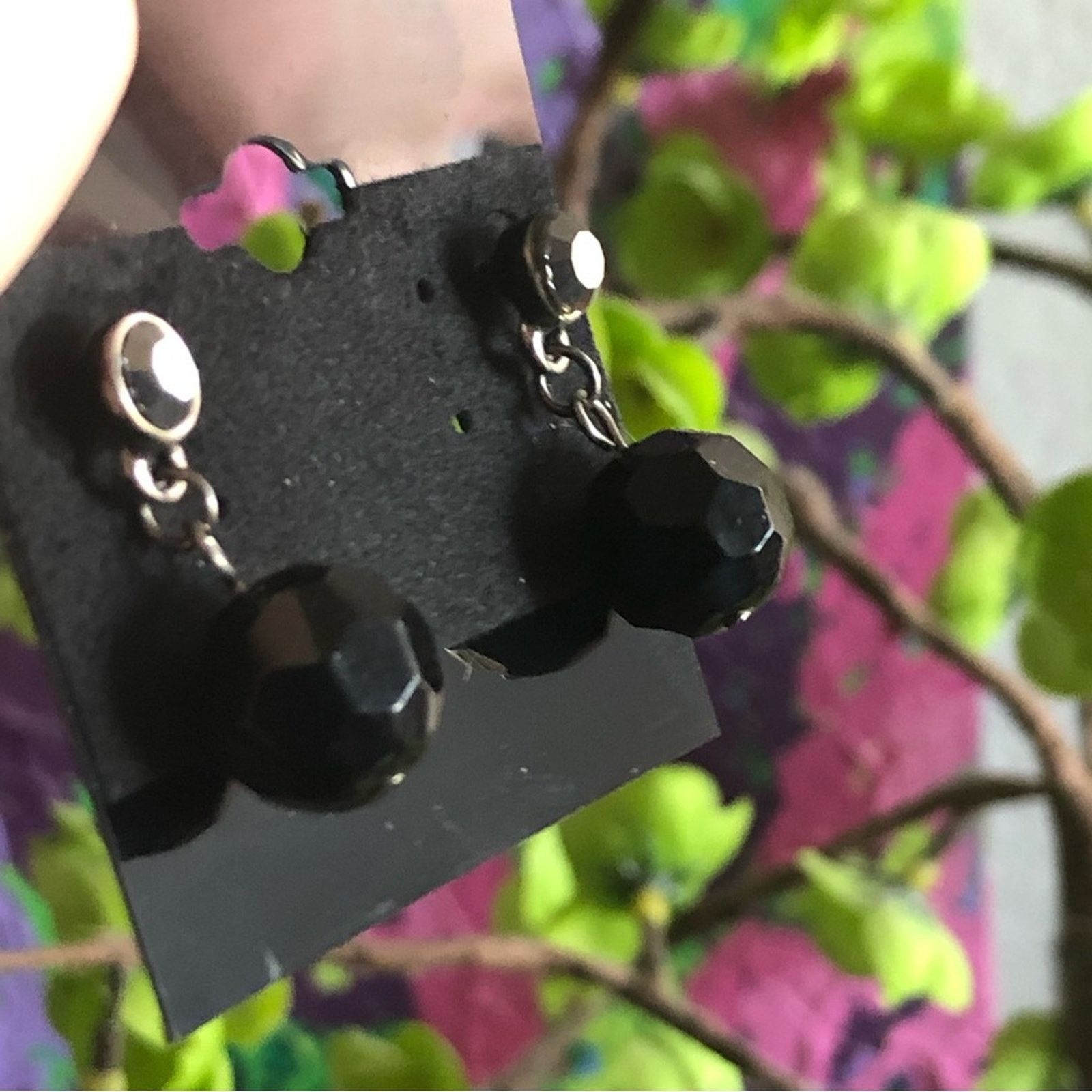 Vintage Vintage faceted black glass crystal rhinestone earring Size ONE SIZE - 2 Thumbnail