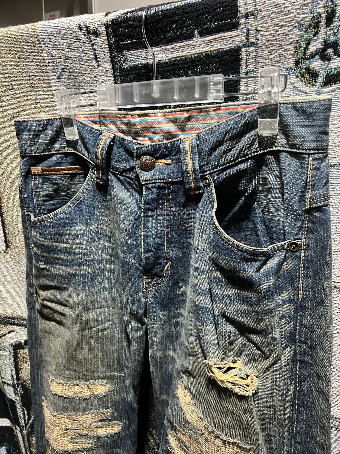 Edwin (SOLD OUT)Edwin medium blue western damage denim pants Size US 32 / EU 48 - 2 Thumbnail
