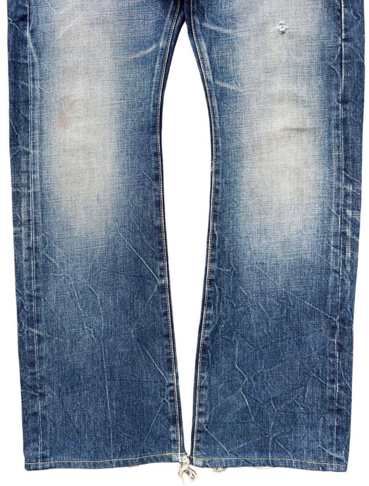 Vintage Blue Japan Distressed Denim Flare Jeans 33x31