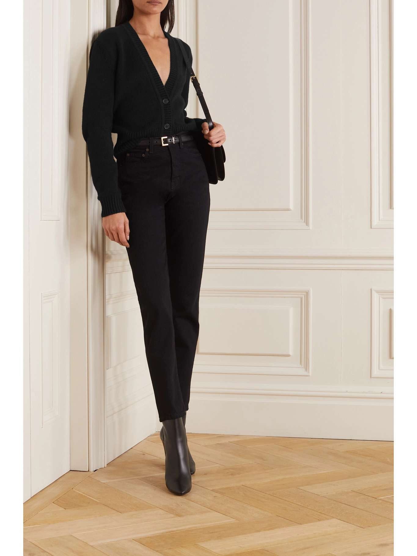 Saint Laurent Paris o1tr1nto0325 Embellished Cashmere Cardigan in Black Size S / US 4 / IT 40 - 2 Thumbnail