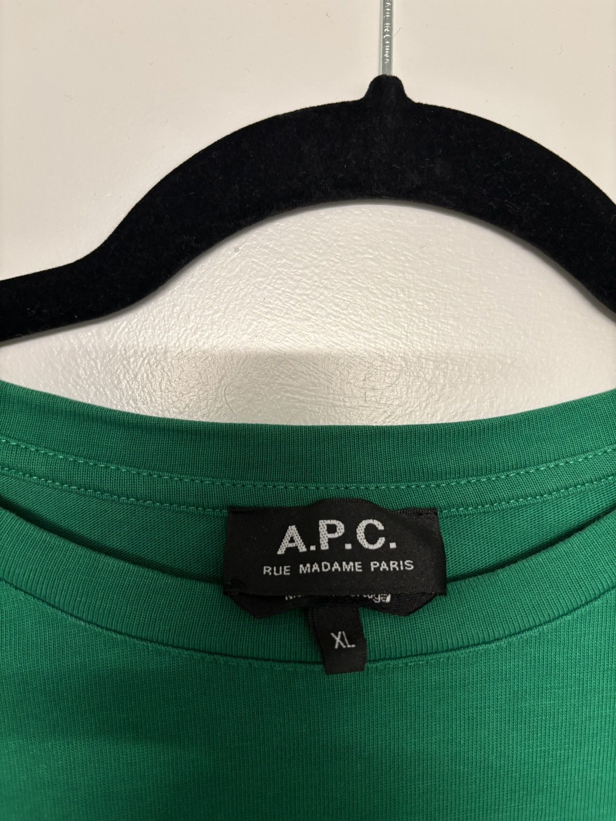 A.P.C. A.P.C. Rue Madame Paris Green Logo Tee Size US XL / EU 56 / 4 - 2 Thumbnail