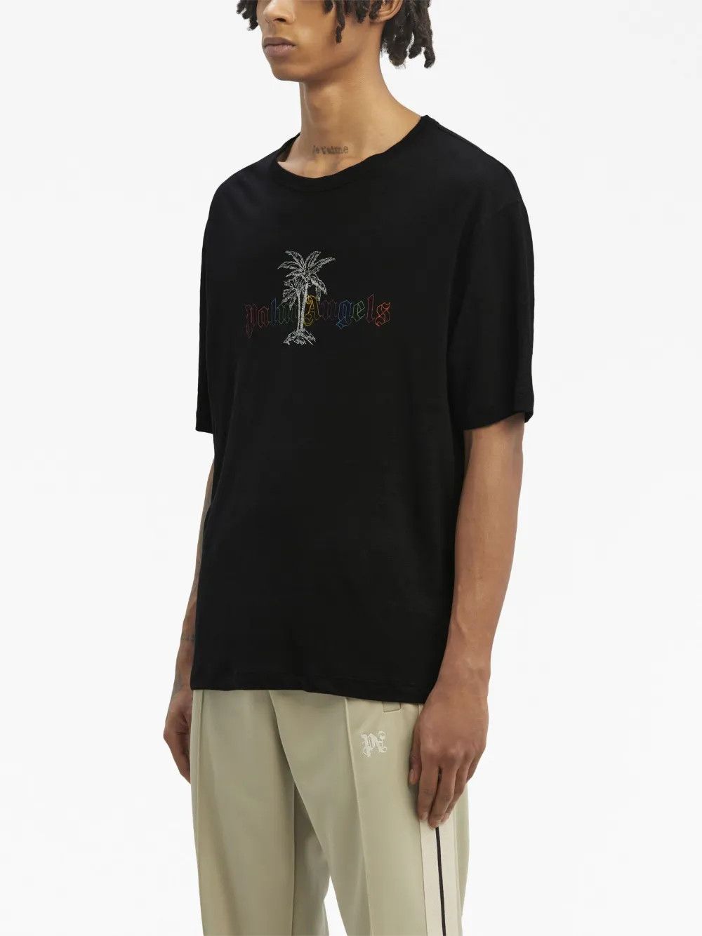 Palm Angels o1y0325 Logo Crewneck T-Shirt in Black Size US S / EU 44-46 / 1 - 3 Thumbnail
