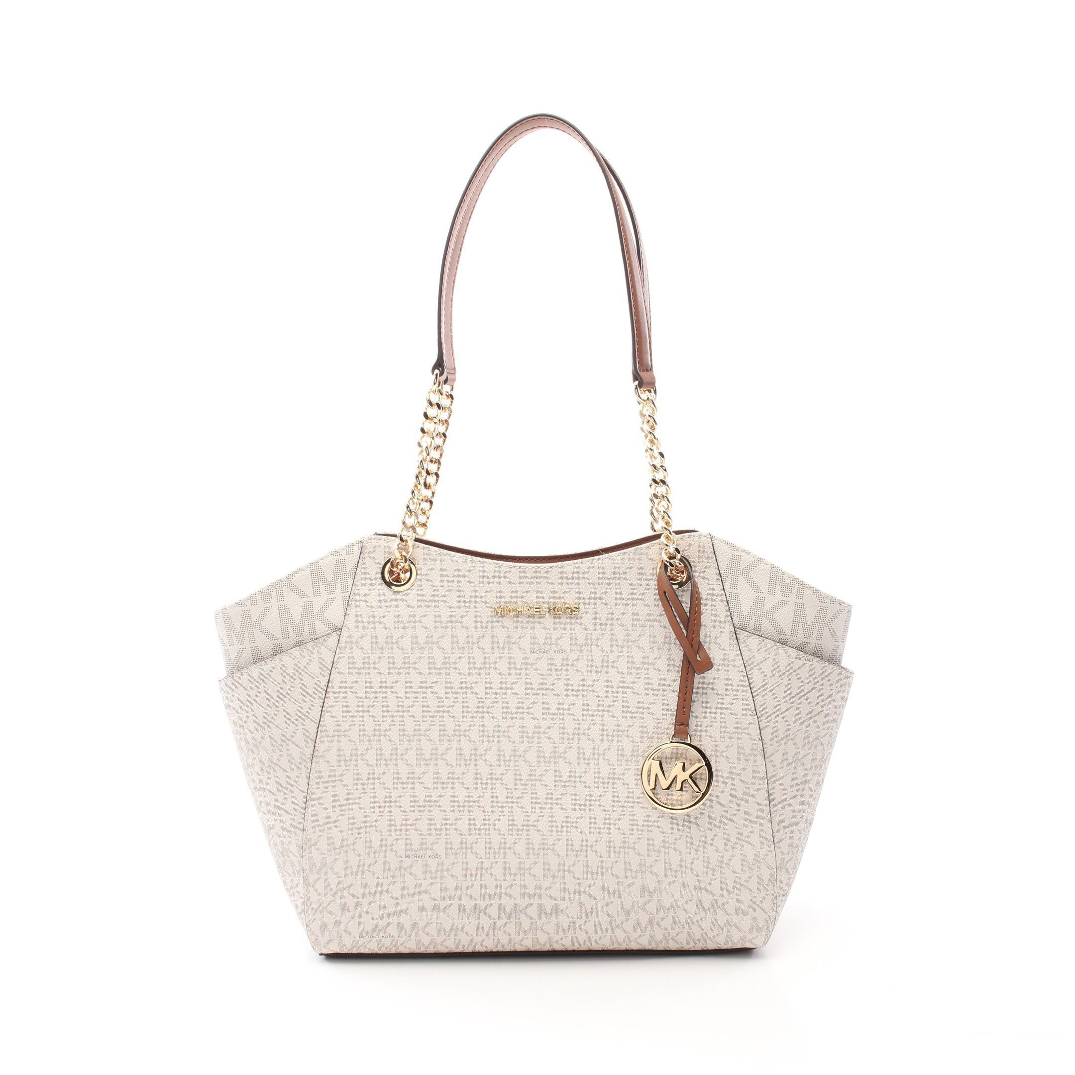 Michael Kors Michael Kors Jet Set Travel Chain Shoulder Bag Tote Leather White Light Brown Size ONE SIZE - 1 Thumbnail