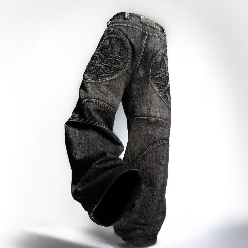 Washed Black Retro Baggy Jeans