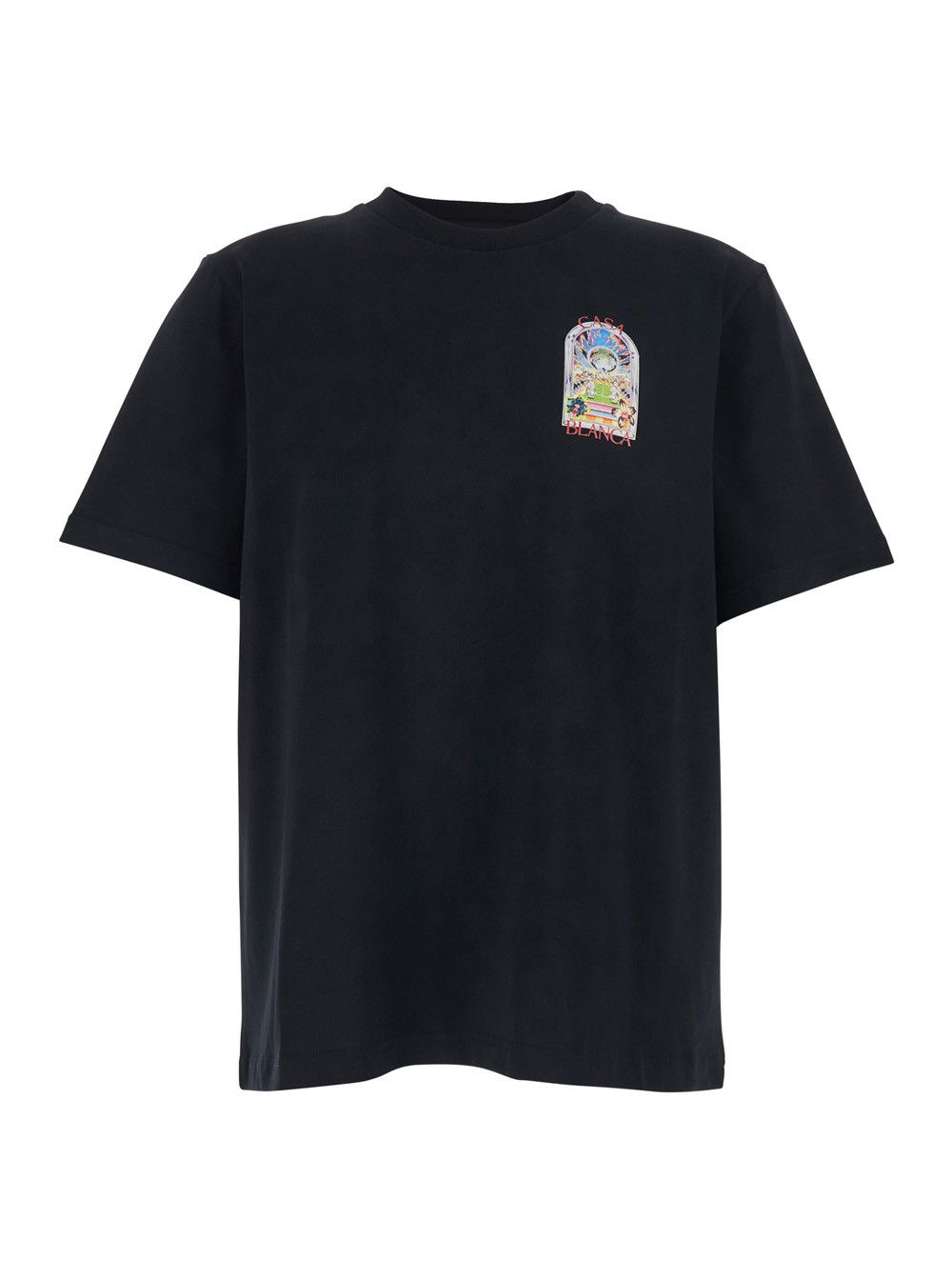 Casablanca Black Crewneck T-Shirt with Logo Detail on the Front and Maxi Logo on the Rear in Cotton Man Size US L / EU 52-54 / 3 - 1 Thumbnail