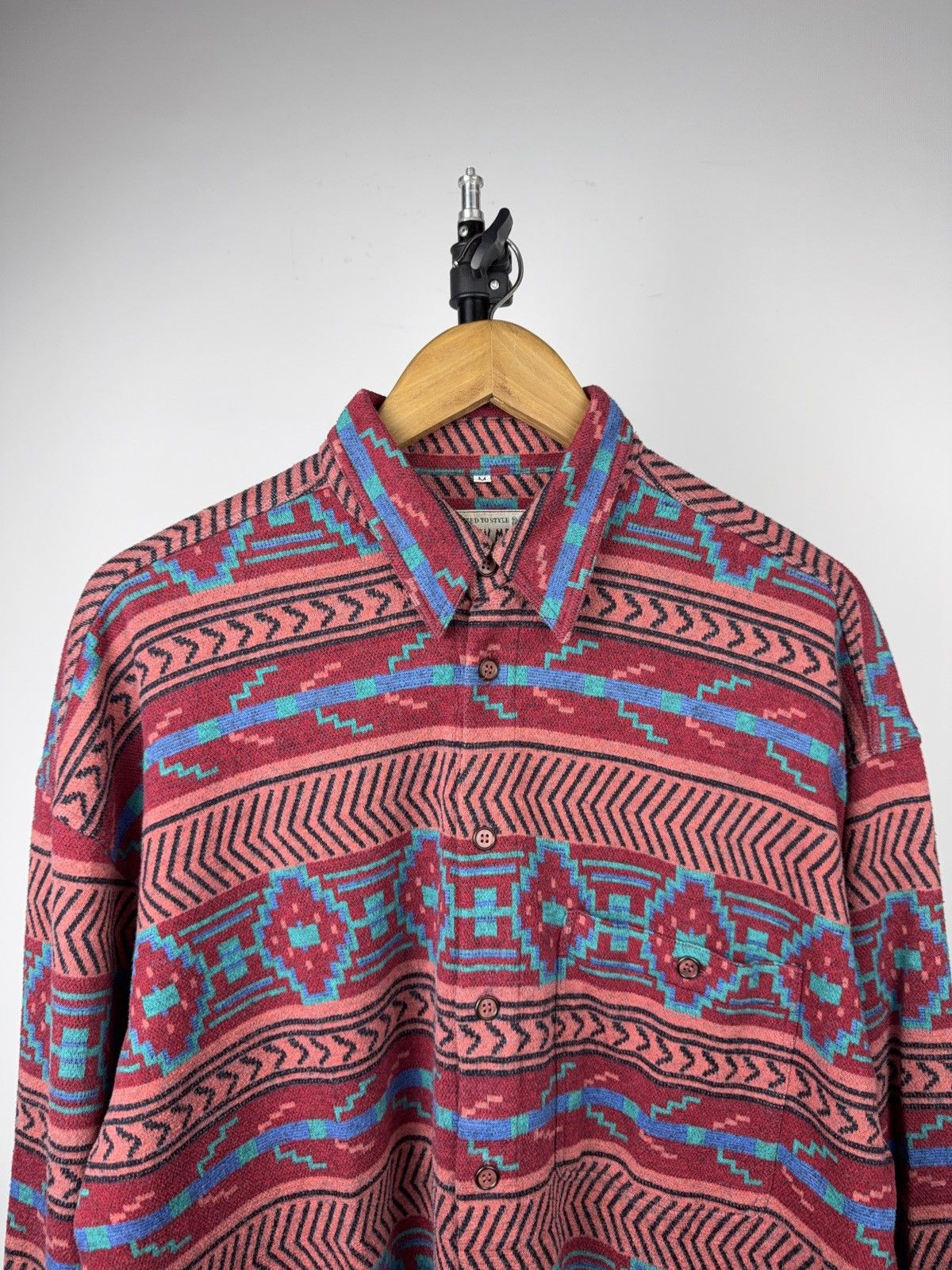 Vintage Vintage 90s Western USA Aztec Tribal Print Button Up Shirt Size US XL / EU 56 / 4 - 2 Thumbnail