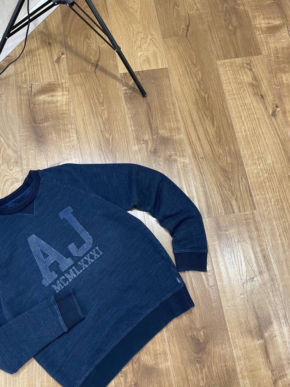 Armani × Vintage Vintage Armani Jeans Blue Big Logo Y2K Style Sweatshirt Size US XL / EU 56 / 4 - 2 Thumbnail