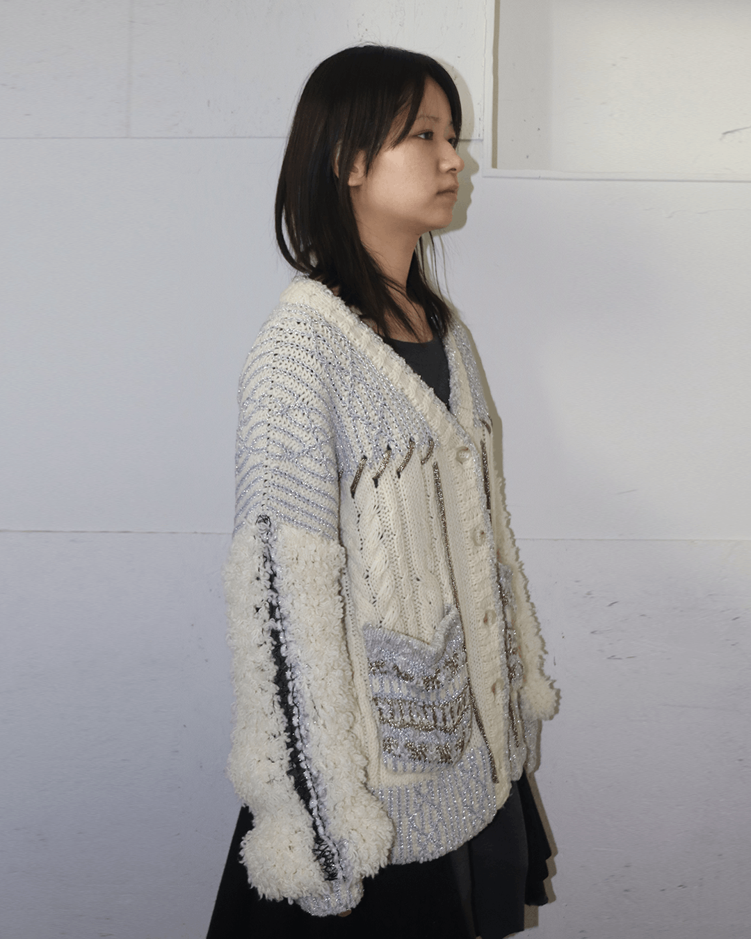 Japanese Brand Rurumu: AW21 String Detail Glitter Thread Cardigan Size ONE SIZE - 3 Thumbnail