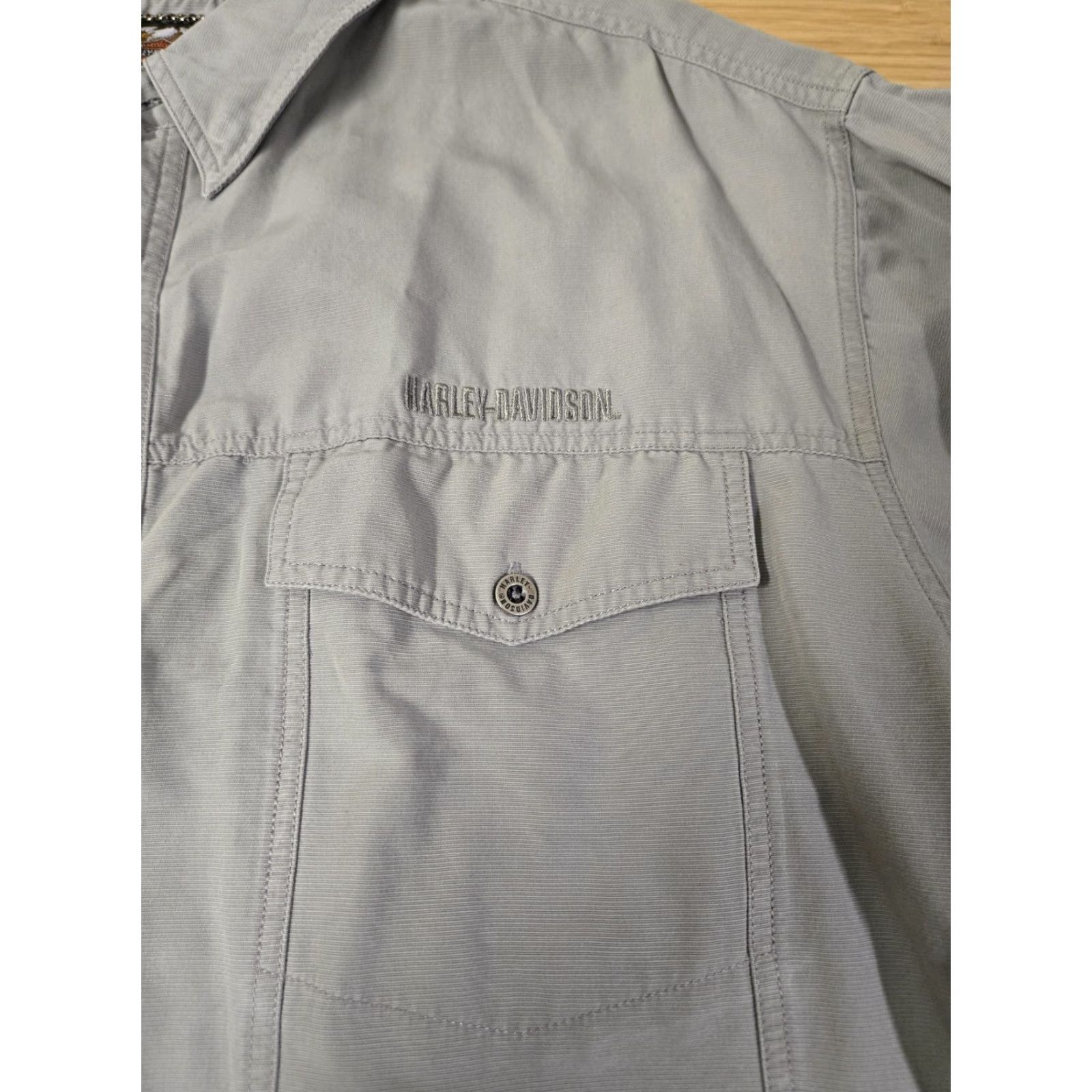 Harley Davidson Harley-Davidson Shirt 2XL Mens Gray Button Up Long Sleeve Logo Pocket Casual Size US XXL / EU 58 / 5 - 5 Thumbnail