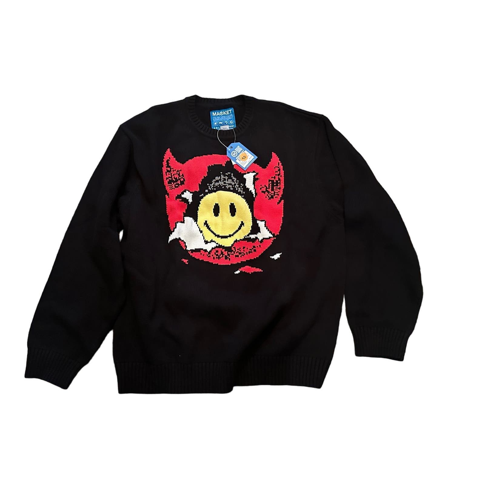 image of Smiley Inner Peace Sweater By Market X Smiley in Black, Men's (Size 2XL)