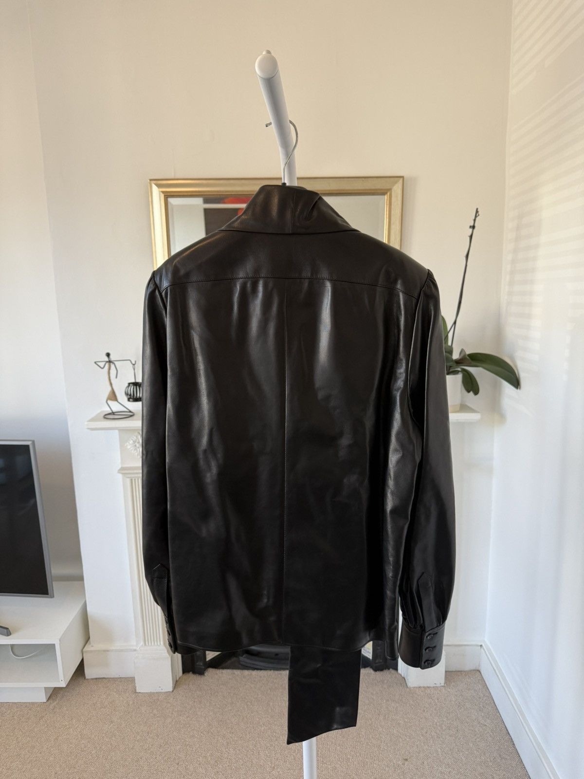 Saint Laurent Paris FW23 Saint Laurent Leather Lavalliere-Neck London Blouse Size US S / EU 44-46 / 1 - 8 Thumbnail