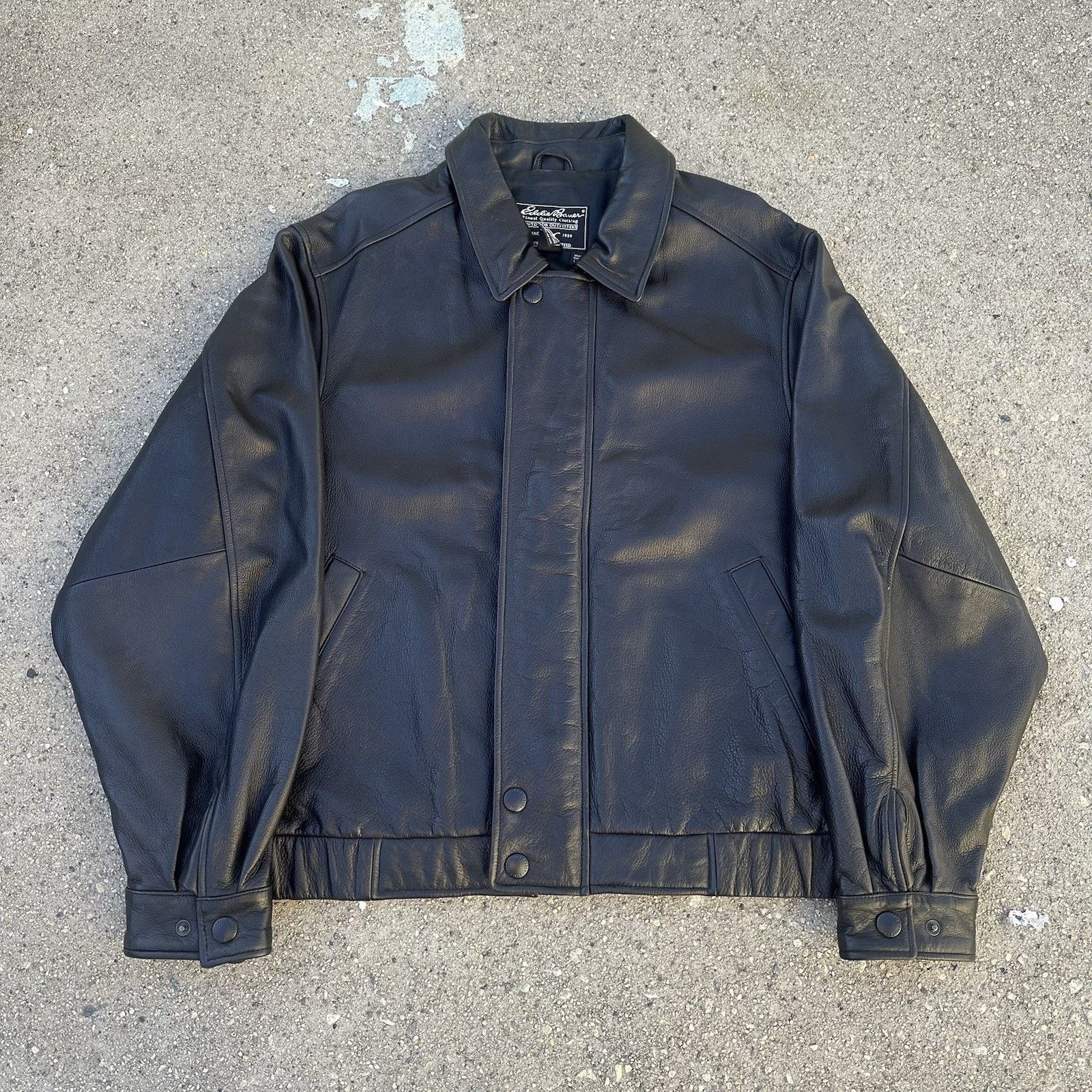 Eddie Bauer × Leather × Vintage Vintage Eddie Bauer Black Leather Jacket Motorcycle Biker Size US L / EU 52-54 / 3 - 1 Thumbnail