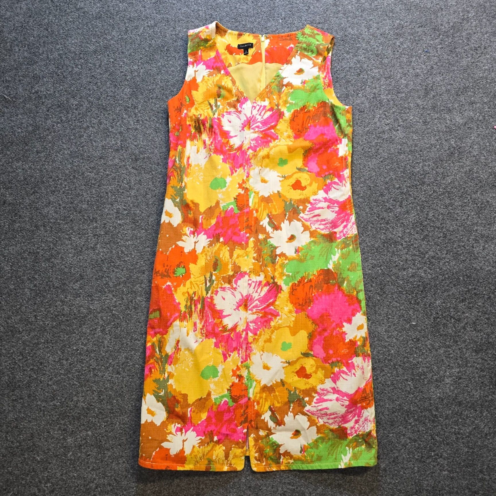 Talbots Talbots Dress Womens 10 Yellow Pink Floral Retro Fitted Sheath Classic Capsule Dress Womens 10 Yellow Floral Retro Sheath Cap Size L / US 10 / IT 46 - 2 Thumbnail