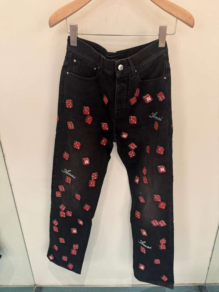 Amiri oc11z0126 Dice-Embellished Straight-Leg Jeans in Black Size US 32 / EU 48 - 1 Preview