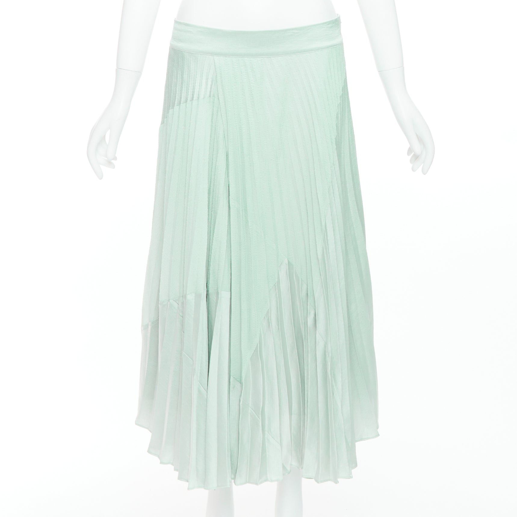 Vince VINCE mint green multi fabric panelled pleated midi skirt US4 S Size 28" / US 6 / IT 42 - 1 Thumbnail