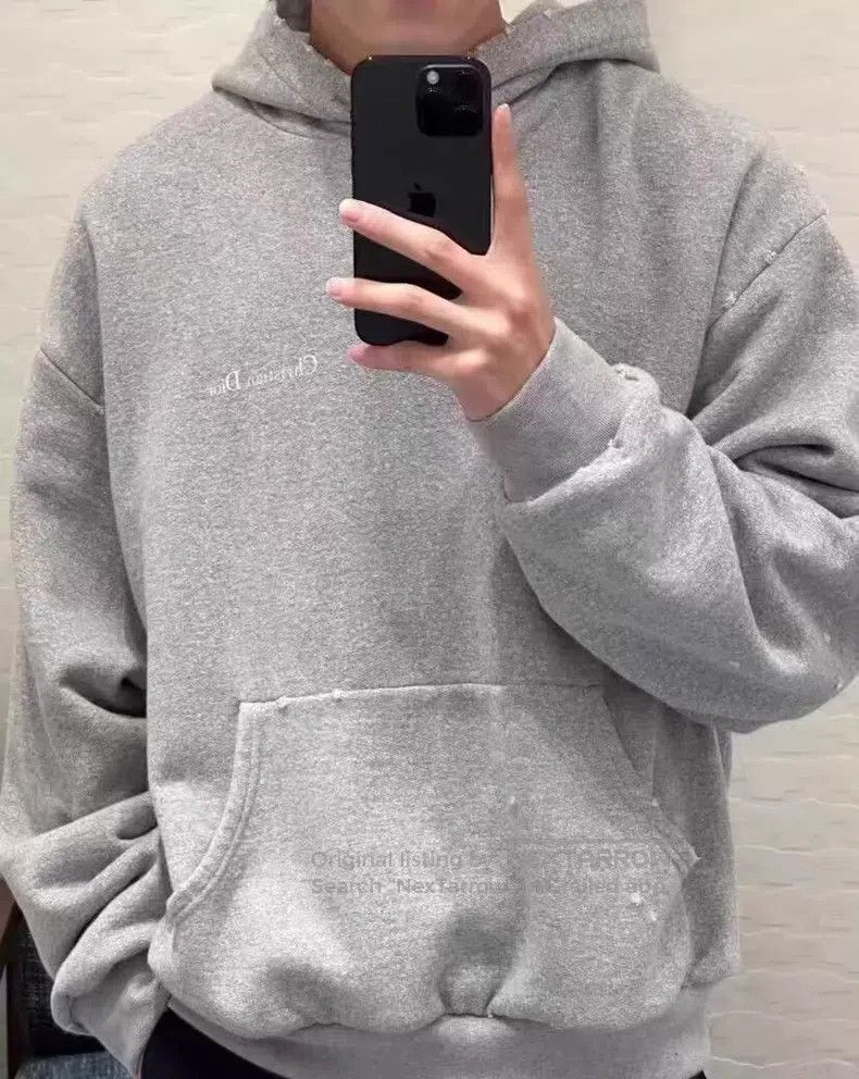 Dior Dior Gray logo letter old destruction design cotton hooded Size US S / EU 44-46 / 1 - 9 Thumbnail