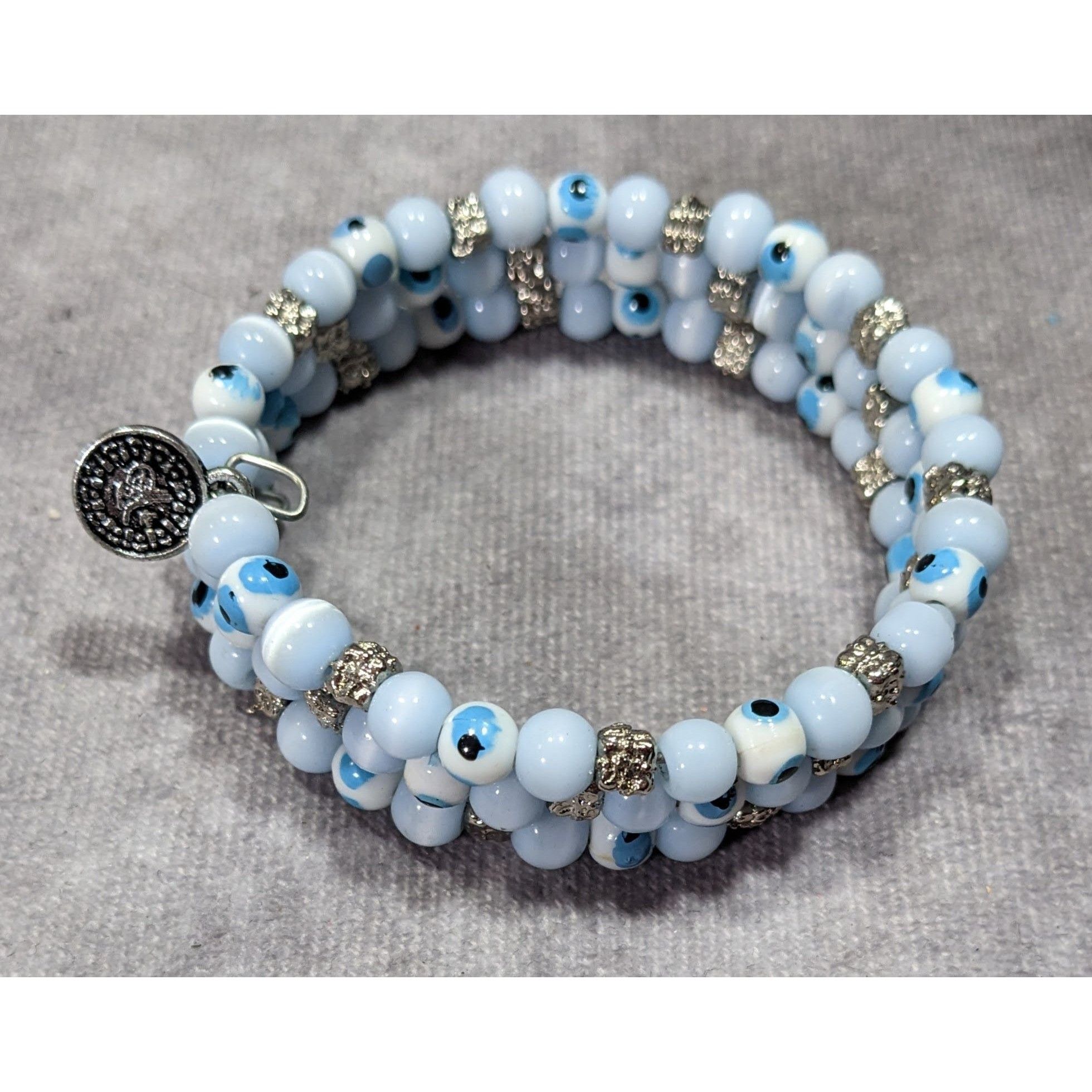 Other Bohemian Evil Eye Light Blue Glass And Silver Tone Beaded Co Size ONE SIZE - 4 Thumbnail