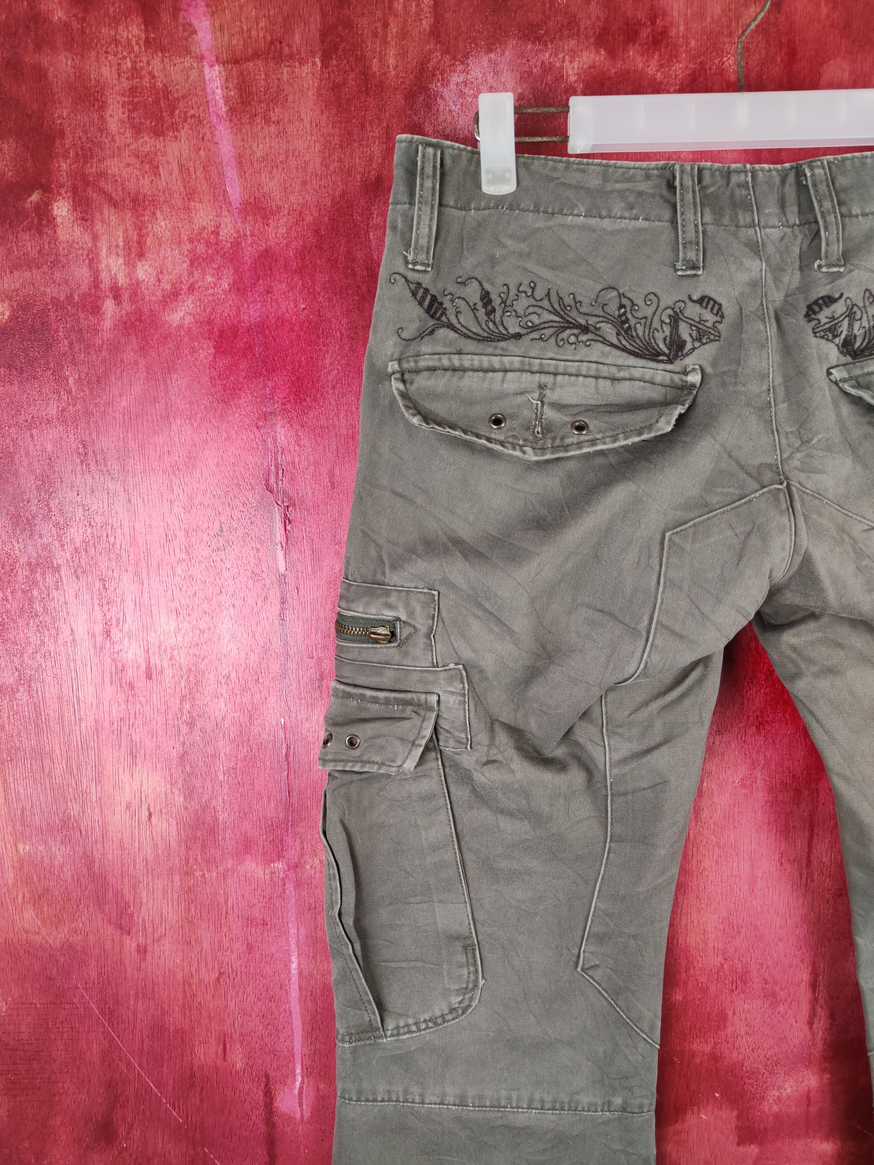 Japanese Brand Root Three Olive Multipocket Tactical Cargo Pants #S1798 Size US 30 / EU 46 - 11 Thumbnail