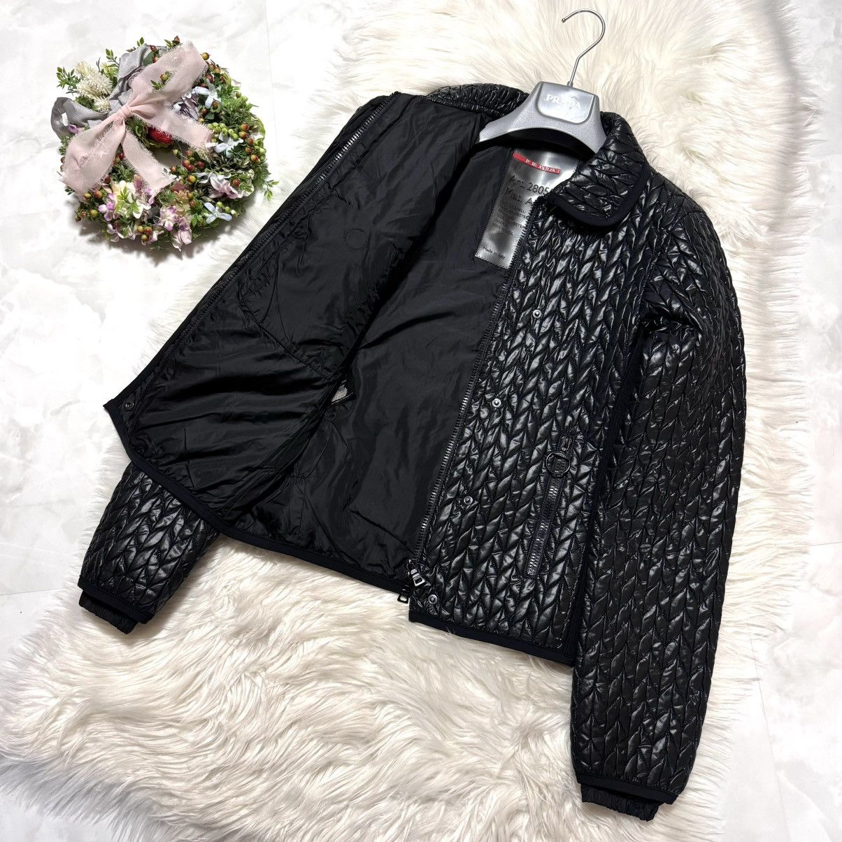 Prada Prada Sport ribbed gathered nylon jacket, black, size 40, Size S / US 4 / IT 40 - 6 Thumbnail