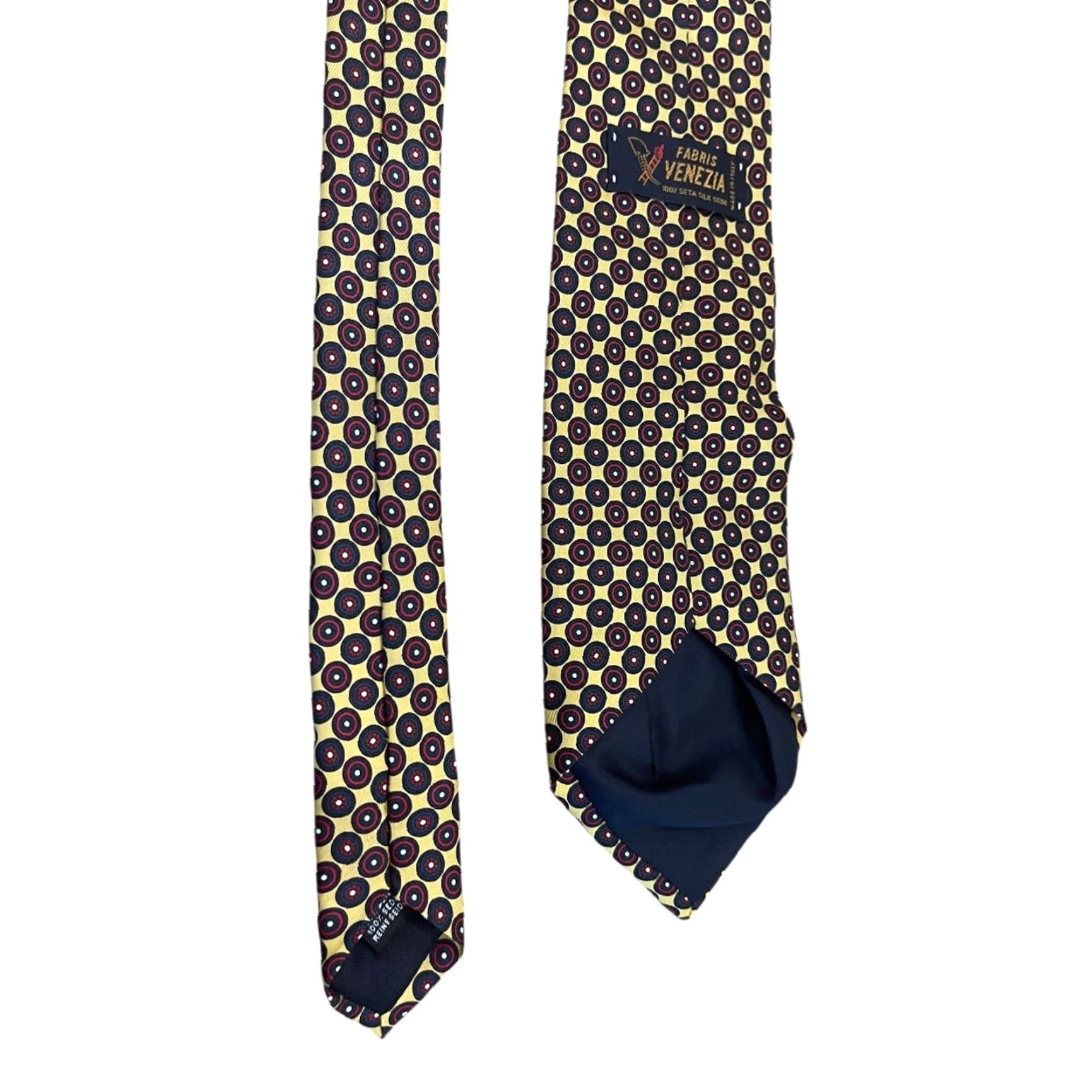 Vintage Venezia Tie 100% Silk Made in Italy Mens Gold 58 Inch 4" at widest point Size ONE SIZE - 3 Thumbnail