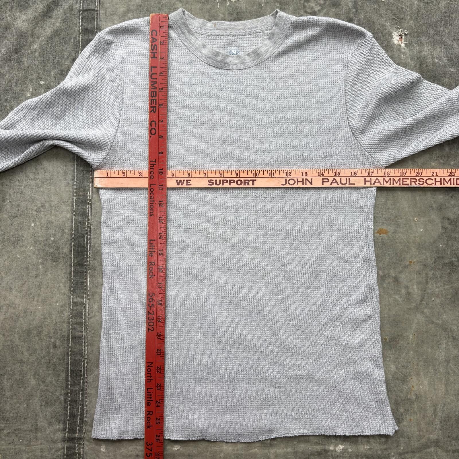 Fruit Of The Loom Vintage Y2K Gray Grunge Skater Thermal Waffle Knit Shirt Size US L / EU 52-54 / 3 - 3 Thumbnail