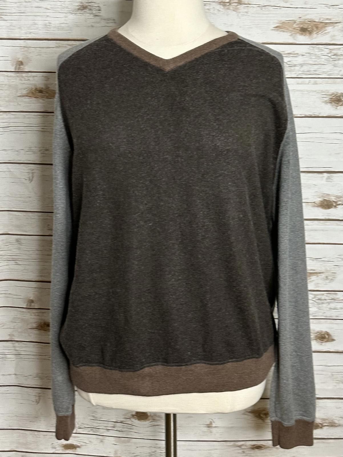 Gap Vintage GAP brown/gray cotton/cashmere V-neck sweater Size US XXL / EU 58 / 5 - 1 Thumbnail