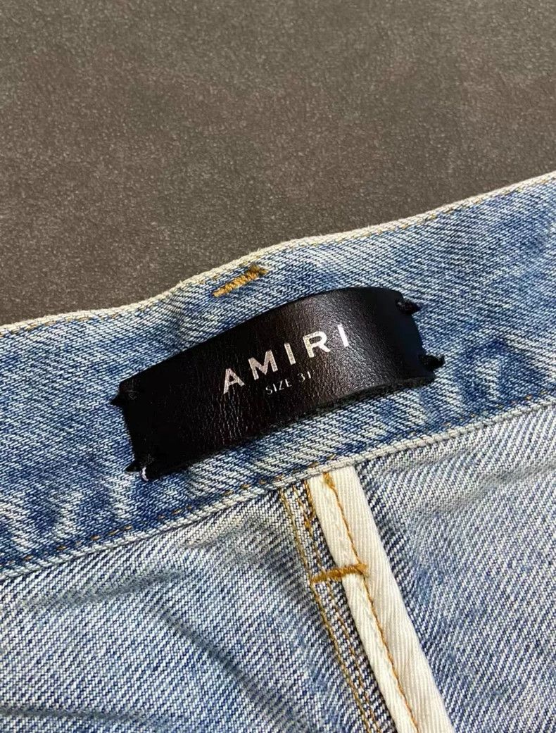 Amiri Amiri Wide Leg Ripped Spray Paint Denim Shorts Size US 31 - 6 Thumbnail