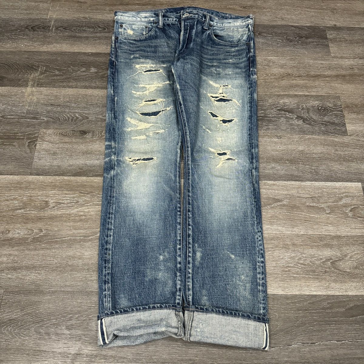 Fabric Brand & Co. × Japanese Brand × Vintage Crazy Fabric-brand & co selvedge distressed patchwork jeans Size US 38 / EU 54 - 1 Thumbnail