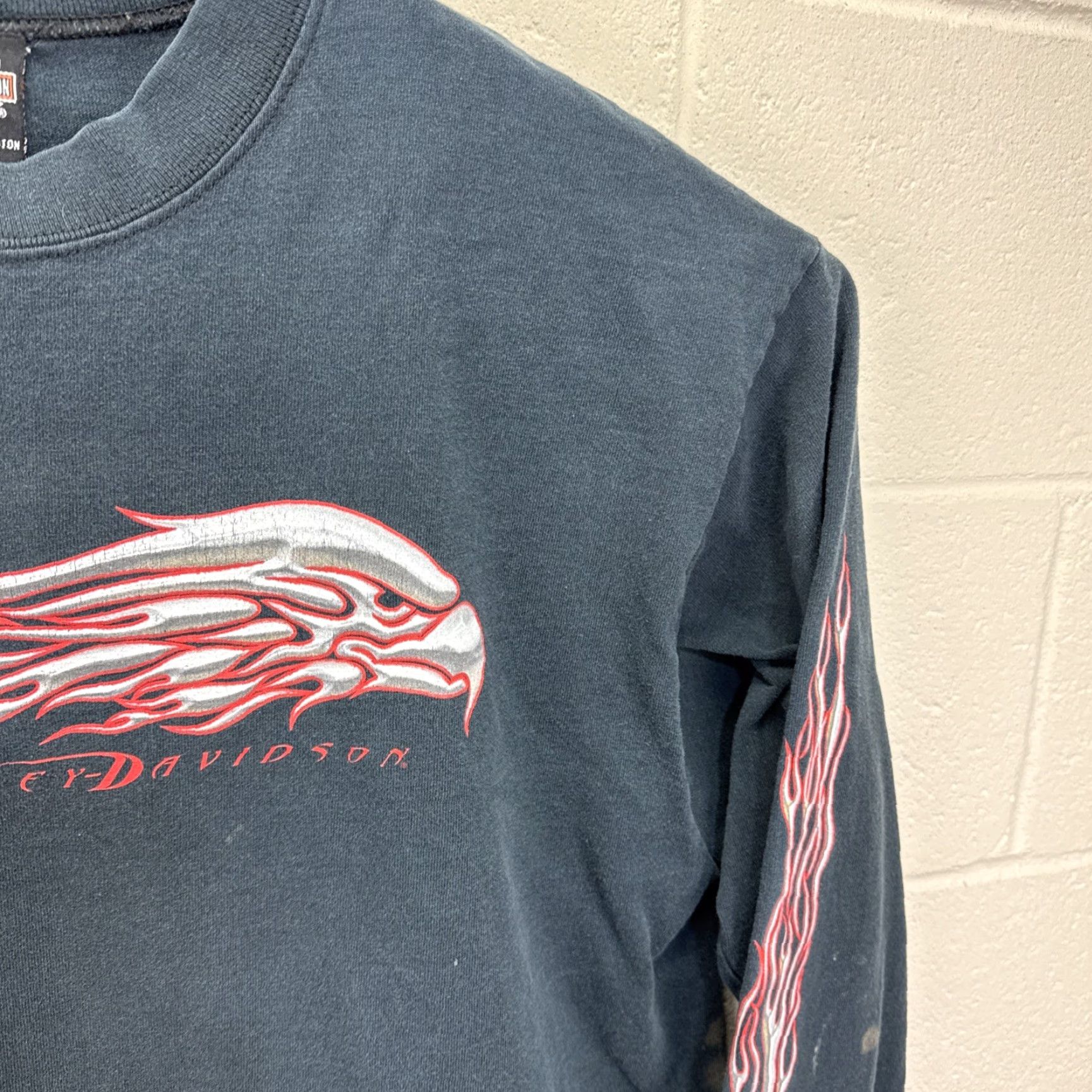 Harley Davidson VINTAGE Harley-Davidson Metal Eagle Flames Long Sleeve XL Unisex Black 1990s Graphic Tee Size US XL / EU 56 / 4 - 6 Thumbnail