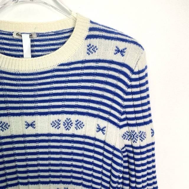 Miu Miu Miu Miu Blue & White Striped Knit Sweater Size 40 Crew Neck Size S / US 4 / IT 40 - 7 Thumbnail