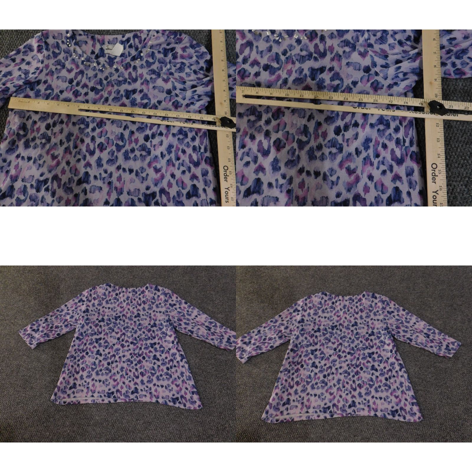 Vintage Alfred Dunner Shirt Womens Small Purple Geometric Rhinestone Embellished Scoop Blouse Knit Size S / US 4 / IT 40 - 8 Thumbnail