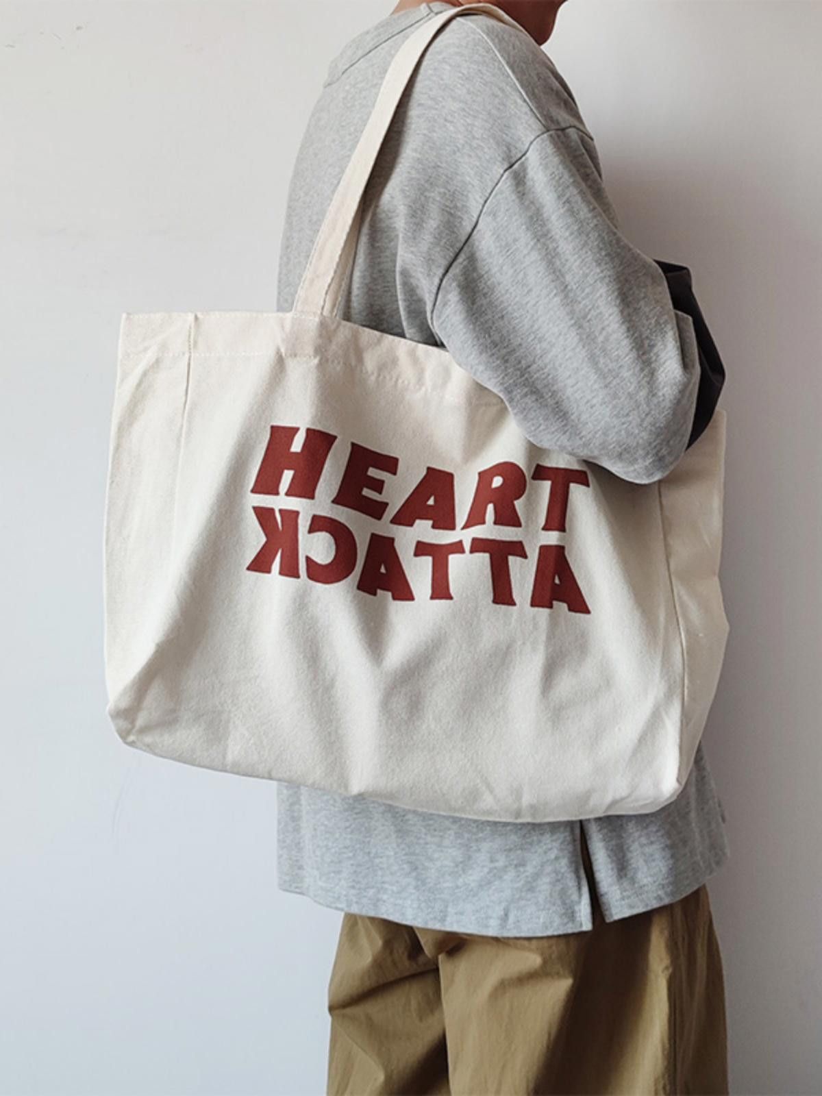 Vintage Heart Attack Canvas Tote Bag Size ONE SIZE - 3 Thumbnail