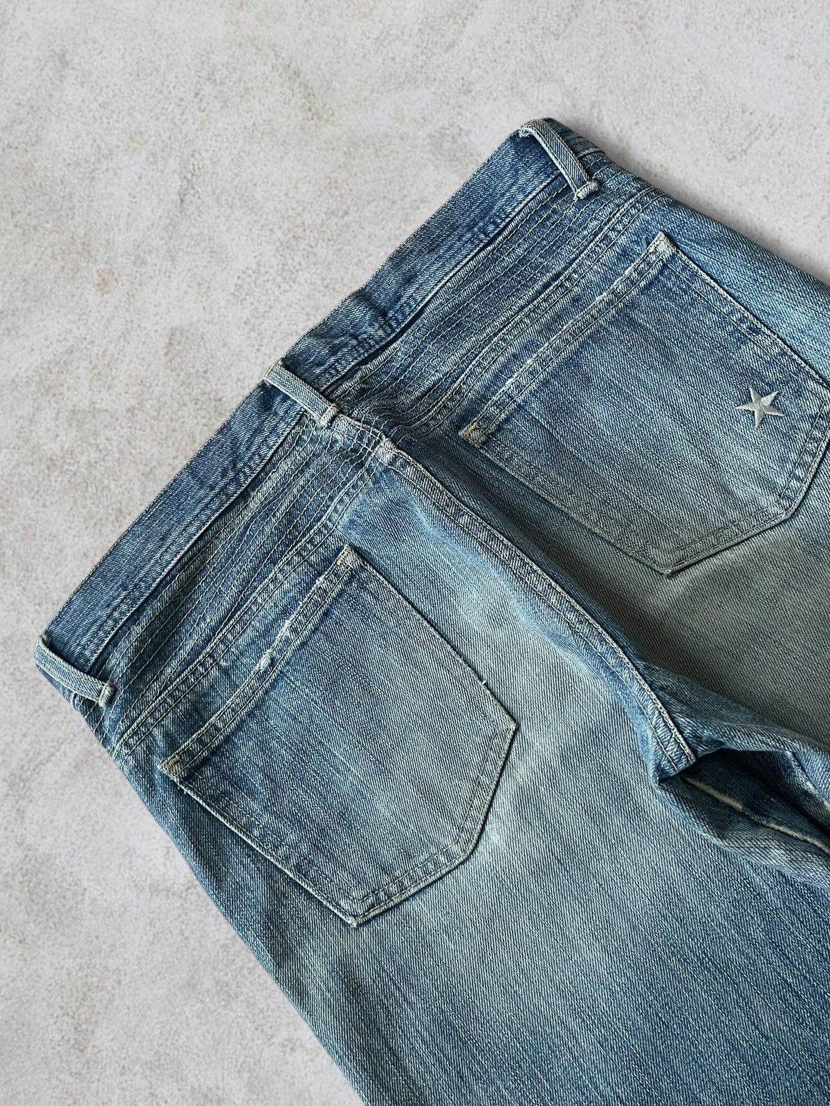 Japan Blue Vintage Japanese KBF Washed Distressed Embroidery Star Jeans Size US 31 - 9 Thumbnail
