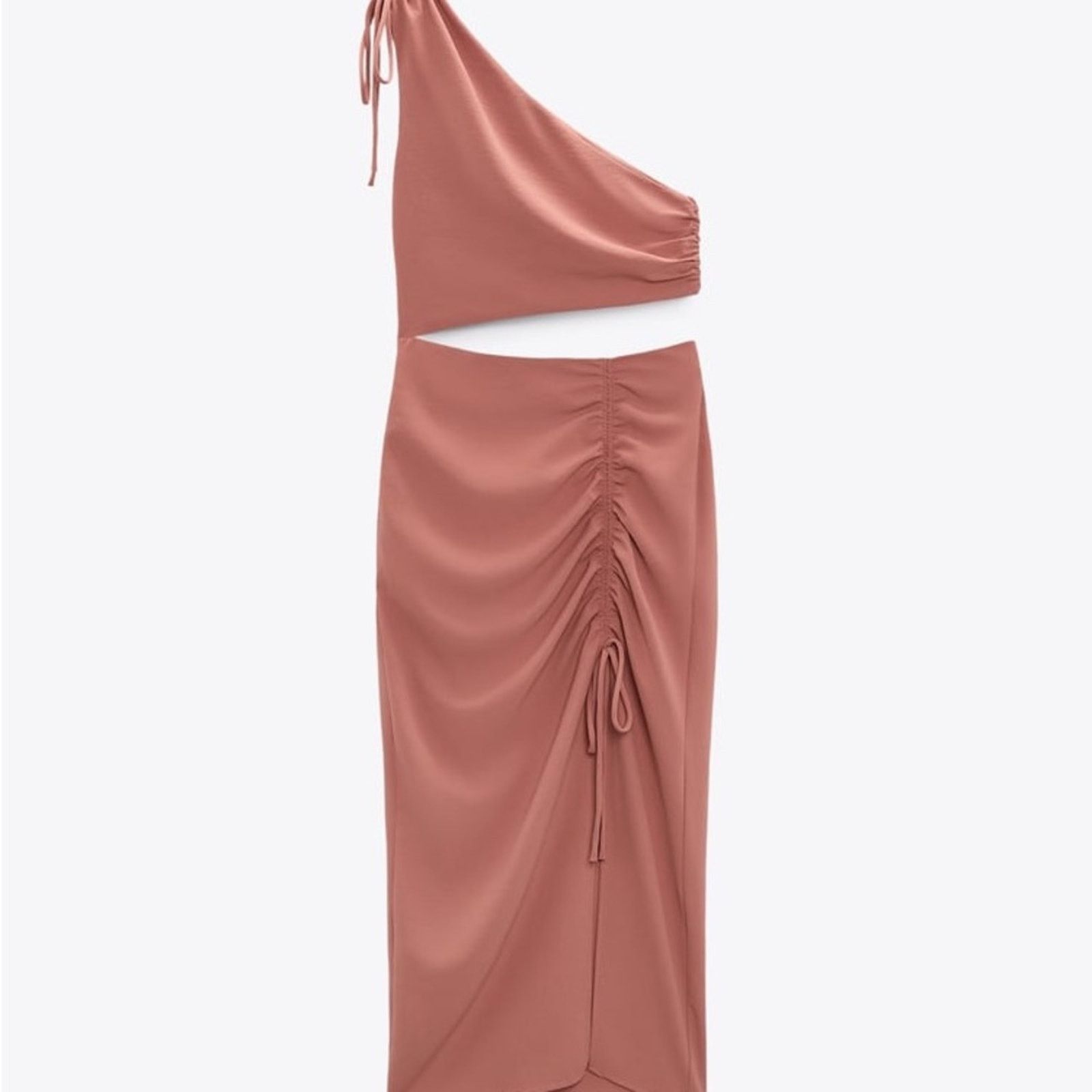 Zara ZARA DRAPED ASYMMETRIC DRESS MARSALA Size L / US 10 / IT 46 - 9 Thumbnail