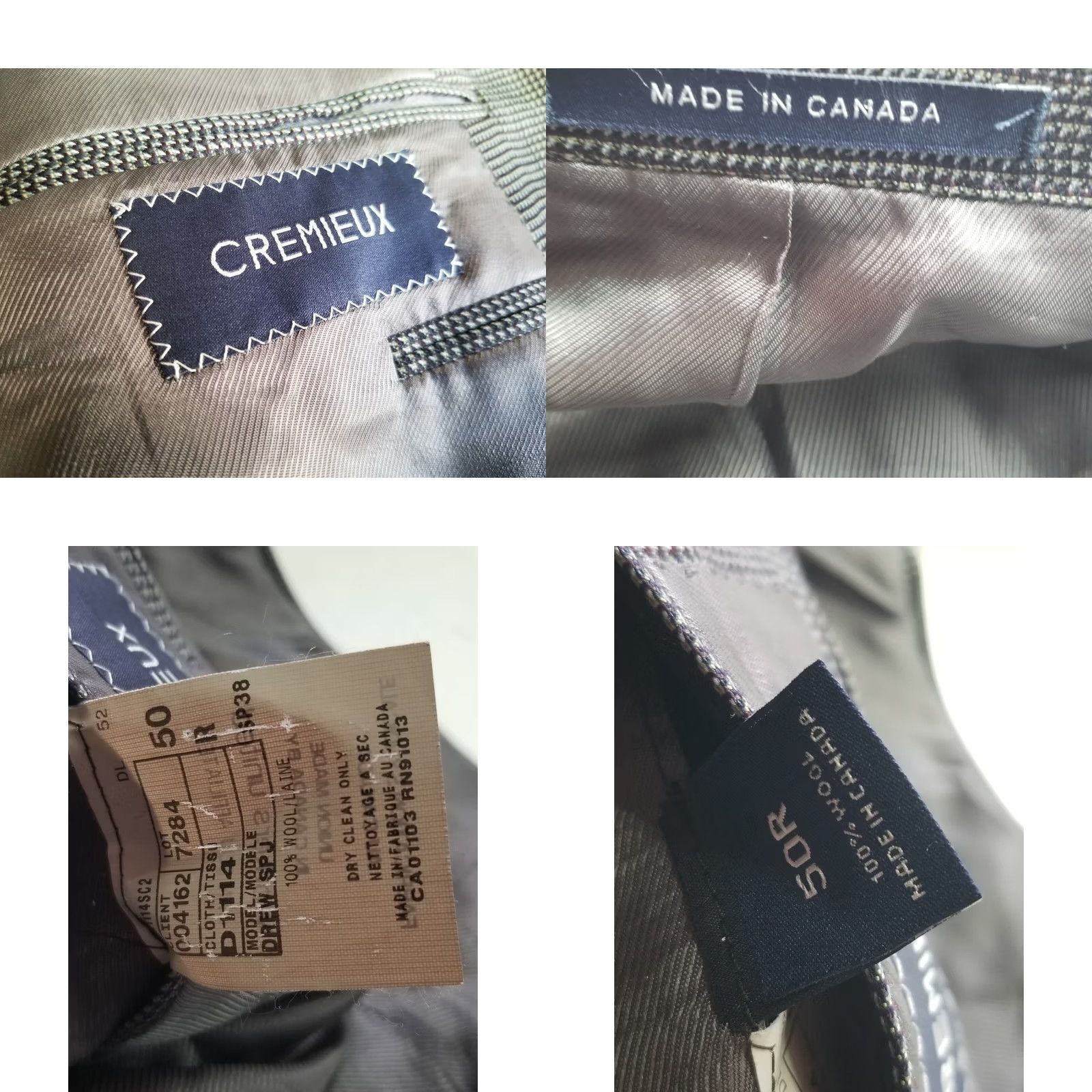 Loro Piana Cremieux Blazer Mens 50R Wool Gray Two-Button Peak Lapel Single-Breasted Sport Coat Jacket Regular Size 50 Mens Size 50R - 9 Thumbnail