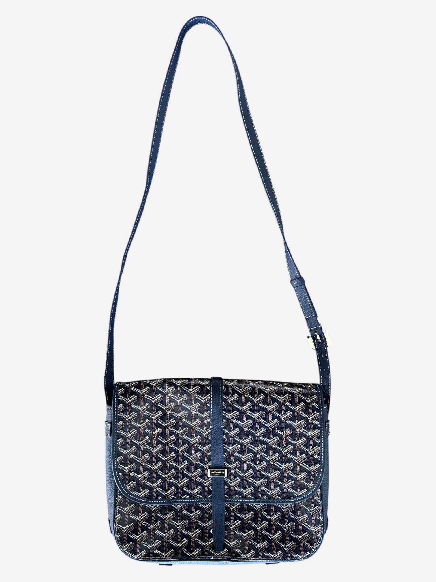 Goyard Navy Belvedere Mm Messenger Bag in Blue, Men's