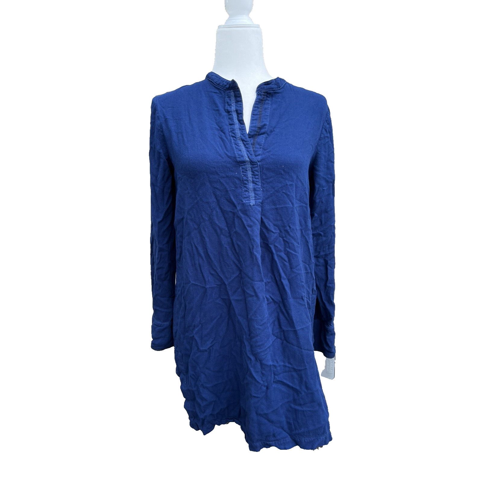 threeASFOUR Three dots women long top navy v neck work size M A001214 Size M / US 6-8 / IT 42-44 - 1 Thumbnail